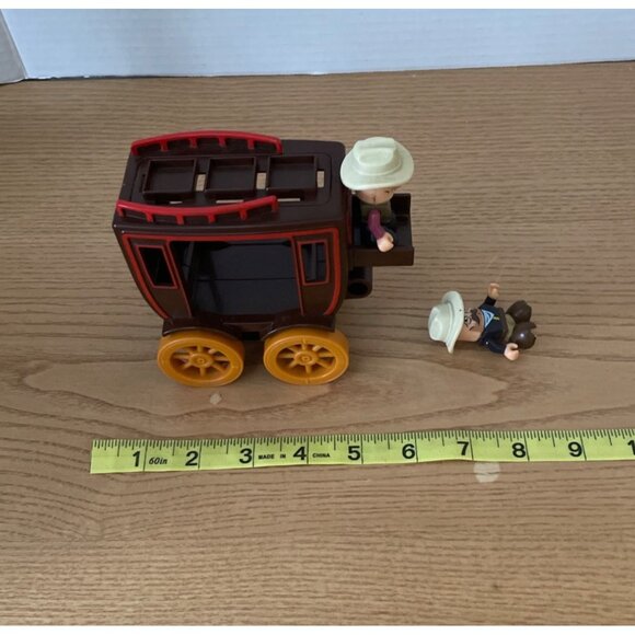 Fisher Price Trio Blocks Western Toy Stagecoach With Cowboy Figures Pretend Play - Picture 7 of 8